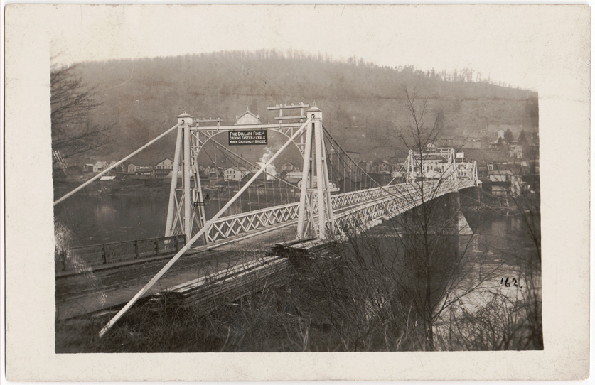 Postcard showing bridge into Tidioute