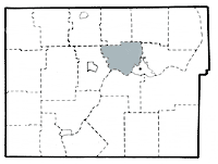 Map showing Conewango township in Warren county