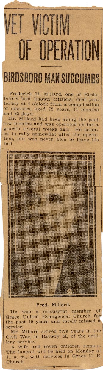 Obituary of Frederick H. Millard