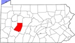 Map of PA highlighting Indiana County