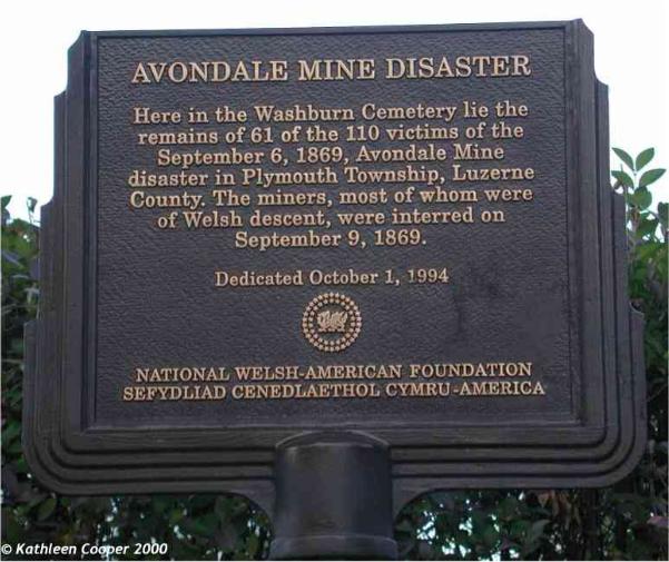 VICTIMS OF THE AVONDALE MINE DISASTER BURIED AT WASHBURN STREET CEMETERY
