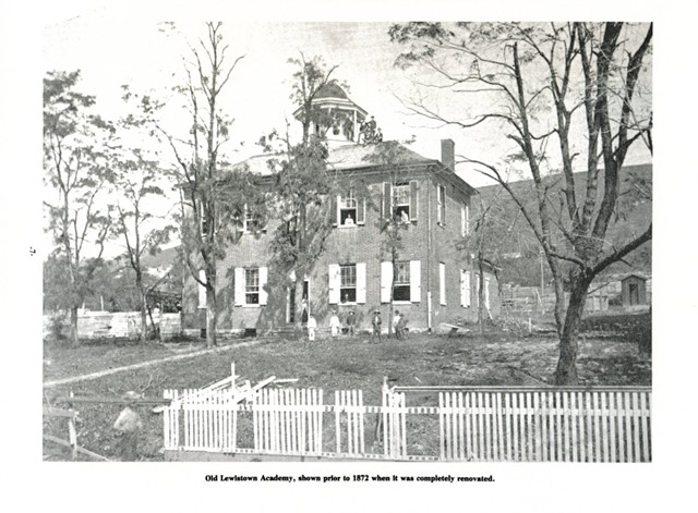 Old Lewistown Academy, shown prior to 1872 when it was completely renovated.