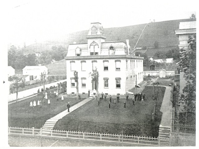 The Academy in 1872, after it was given a complete face lifting. 
It was to serve the local public for almost another quarter-century.