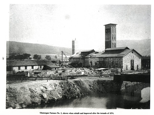 Glamorgan Furnace No. 2, shown when rebuilt and improved after the tornado of 1874.