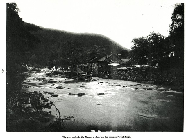 The axe works in the Narrows, showing the company's buildings.