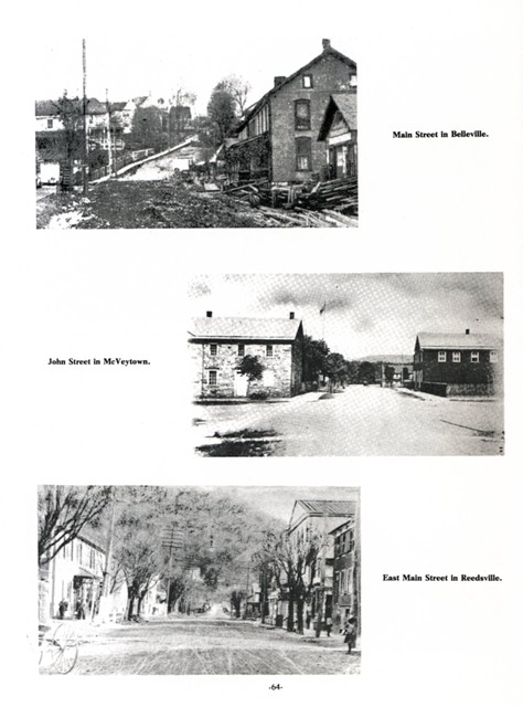 Top: Main Street in Belleville.
Middle: John Street in McVeytown.
Bottom: East Main street in Reedsville.