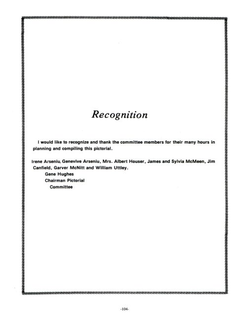 Recognition of committee members.