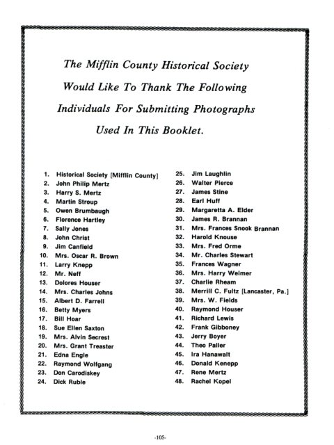 List of those submitting photographs.