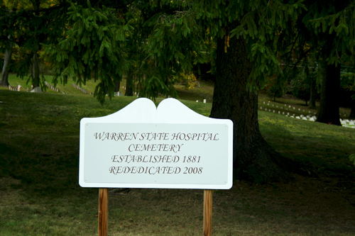Warren State Hospital Cemetery sign