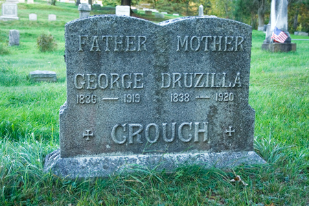 Crouch tombstone, Cherry Hill Cemetery