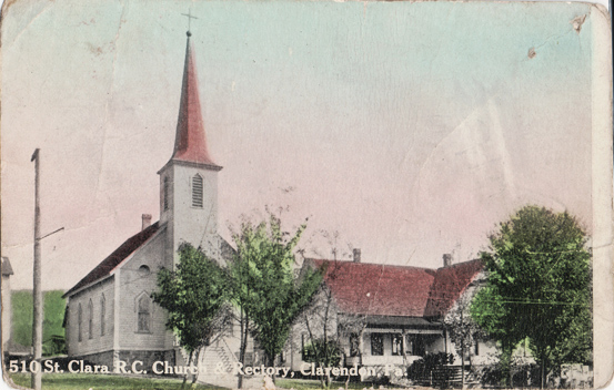 Postcard of St. Clara Roman Catholic Church, Clarendon
