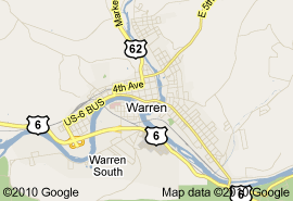 Google map of the city of Warren