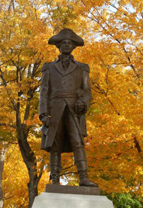 Statue of General Joseph Warren located in the town green in Warren, PA.