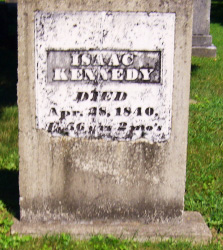 Tombstone of Isaac Kennedy in the David Curtis Cemetery, Columbis Township, Warren County