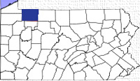 Warren County, PA, highlighted in map of Pennsylvania