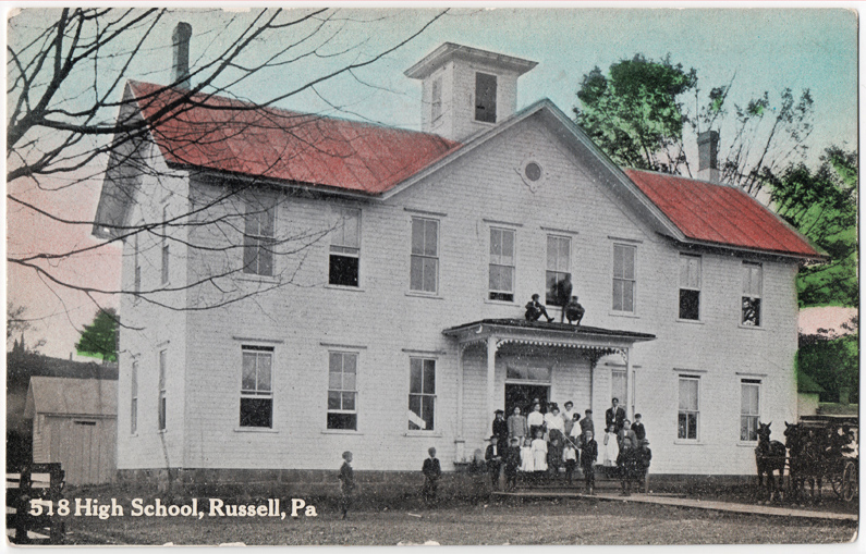 Postcard showing scenes of Russell, Warren County, PA