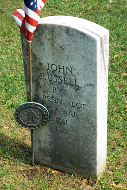 Tombstone of John Russell, early pioneer of Pine Grove Township