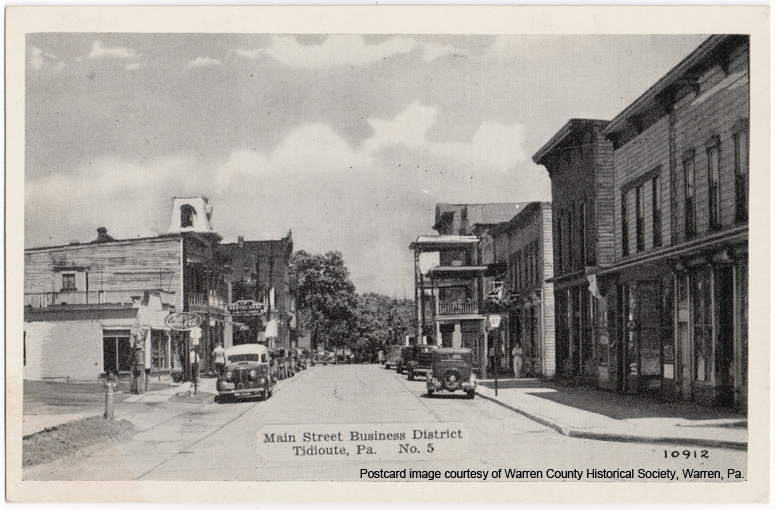 Postcard image of Main Street, Tidioute