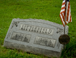 Tombstone of Frank and Mabel Littlefield, Sheffield Cemetery
