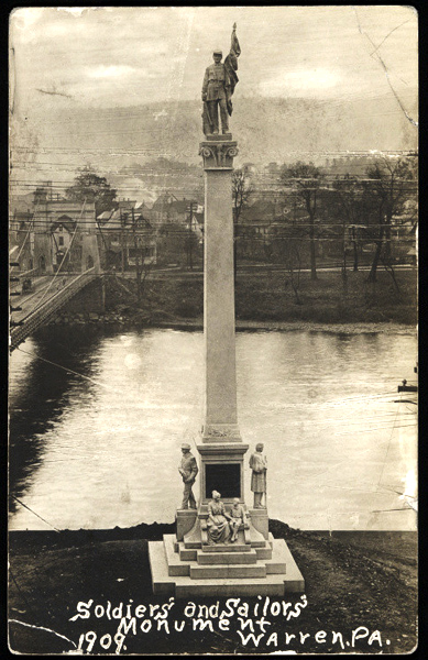 1909 photograph of the Soldiers' and Sailors' Monument, Warren, PA