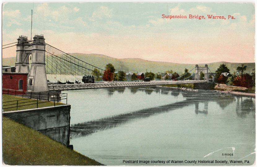 Postcard of the Suspension Bridge, Warren, PA