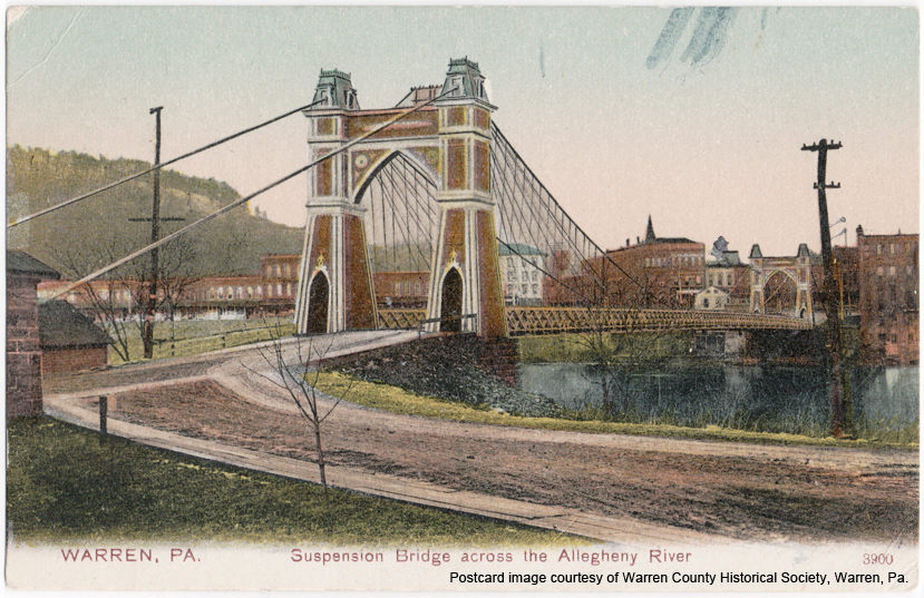 Postcard of the Suspension Bridge, Warren, PA