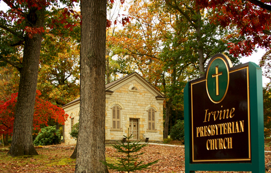 Irvine Cemetery sign