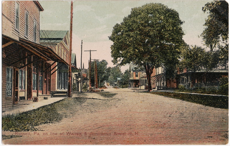 Postcard showing scenes of Russell, Warren County, PA