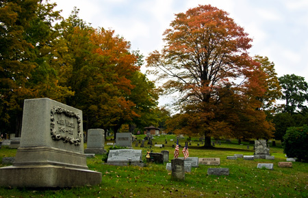 Sheffield Cemetery looking from the entrance road uphill