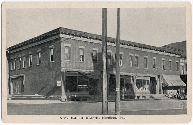 Postcard of the new Smith block, Sheffield
