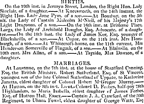 Scotland Births and Marriages 1818