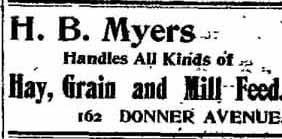 H. B. MYERS Mill and Feed 1957 Advertisement