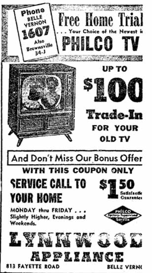 Lynwood Appliance Monessen PA 1957