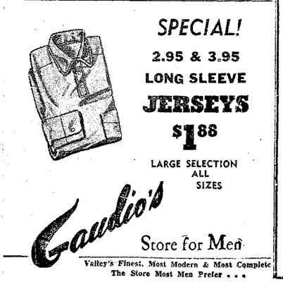 Guadio's Store for Men 1957 Ad