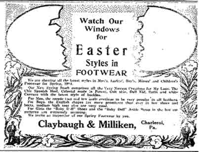 Claybaugh & Milliken - Footwear 1914 Ad