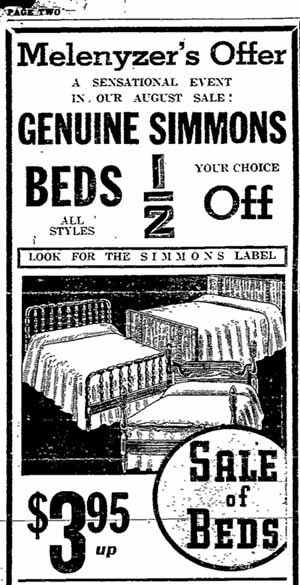 1939 ad for C. L. Melenyzer Co. 5th Street, Charleroi PA