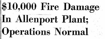 Newspaper header 1 Allenport Steel Mill Fire Jan 2, 1957