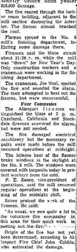 Part 2 Allenport Steel Mill Fire Jan 2, 1957