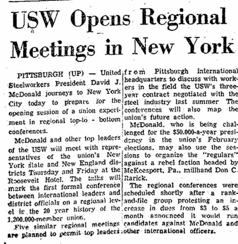 United Steel Workers Regional Meetings and Upcoming Elections