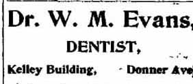 ad Dentist W M Evans