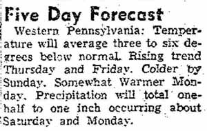 Monessen PA Jan 1 1957 weather report