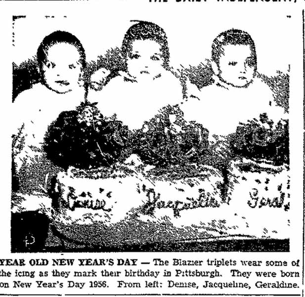 The BLAZIER triplets born Jan 1 1956