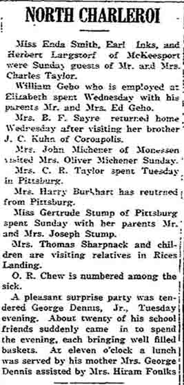 North Charleroi Pennsylvania Local Glances 1914