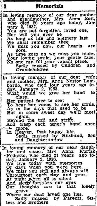 Multiple Memorials published on January 2, 1957