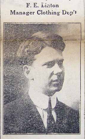 1911 F. E. Linton Manager Clothing Dept. Goldstein Co.