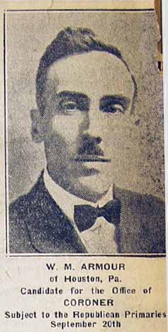 W. M. ARMOUR, Candidate for Coroner 1927