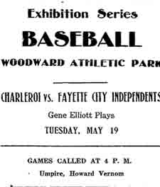 Sports Advertisement 1914 for Charleroi PA Washington Co PA