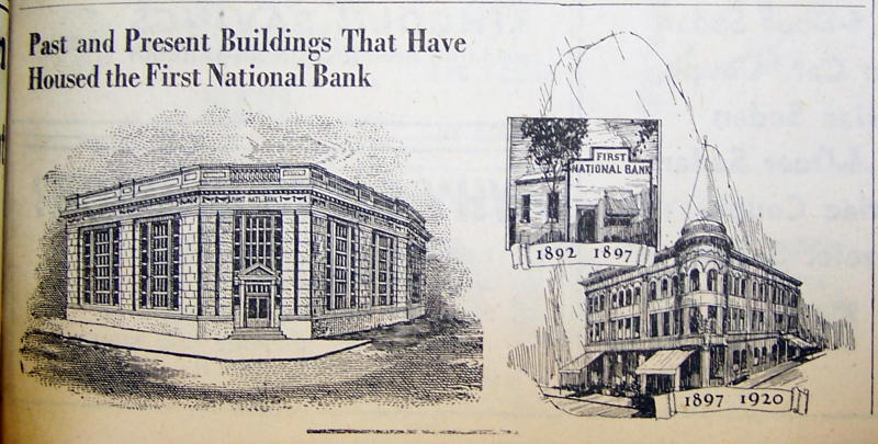 LARGE PHOTO-DRAWINGS OF BUILDINGS USED FOR FIRST NATIONAL BANK