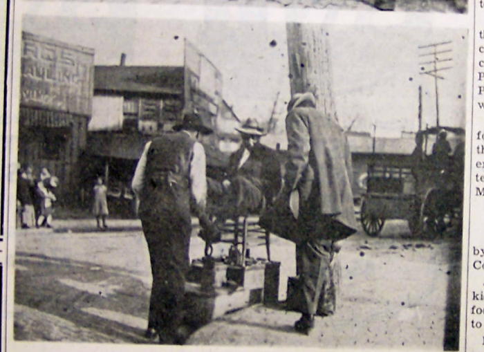 Shoe Stand in Street in McDonald PA Washington Co PA Unknown Date