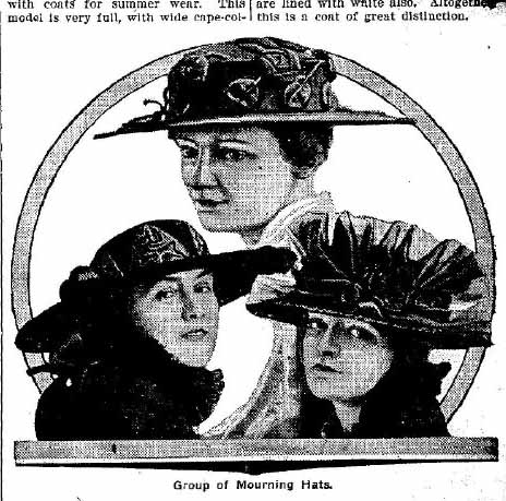 1916 Fashion Group of Mourning Hats